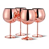 Oak & Steel 4 vasos de globo para ginebra en oro rosa/acero inoxidable cobre